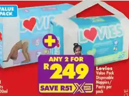 Shoprite Lovies Value Pack Disposable Nappies/ Pants offer