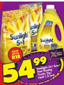 Shoprite Sunlight 5in1 Auto/ Hand Washing Powder/ Liquid offer