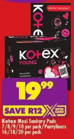 Shoprite Kotex Maxi Sanitary Pads/ Pantyliners offer