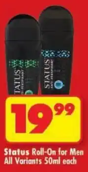 Shoprite Status Roll-On for Men All Variants offer