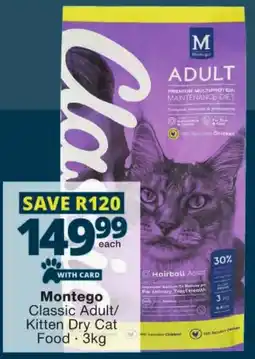 Checkers Montego Classic Adult/ Kitten Dry Cat Food offer