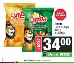Spar Savemor Simba Potato Chips Assorted offer