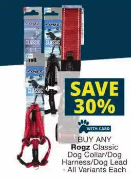 Checkers Rogz Classic Dog Collar/ Dog Harness/ Dog Lead offer
