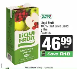 Spar Savemor Liqui Fruit 100% Fruit Juice Blend Assorted offer