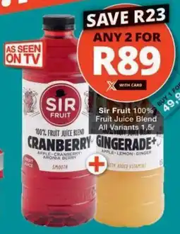 Checkers Hyper Sir Fruit 100% Fruit Juice Blend All Variants offer
