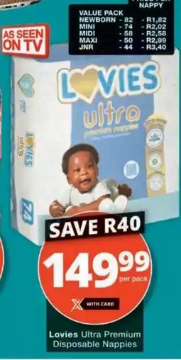 Checkers Hyper Lovies Ultra Premium Disposable Nappies offer