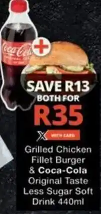 Grilled Chicken Fillet Burger & Coca-Cola Original Taste Less Sugar Soft Drink