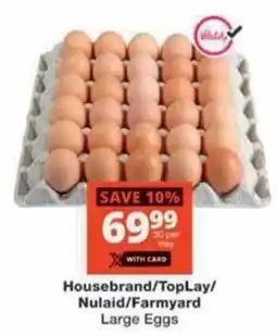 Checkers Hyper Housebrand/ TopLay/ Nulaid/ Farmyard Large Eggs offer