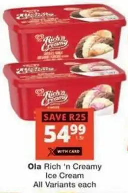 Checkers Hyper Ola Rich 'n Creamy Ice Cream All Variants offer