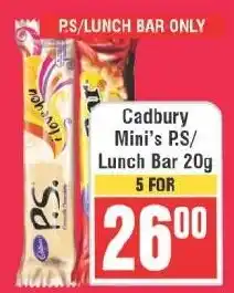Frontline Cadbury Mini's P.S/ Lunch Bar offer