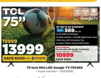 HiFi Corp 75-Inch Mini LED Google TV-75C6KS offer