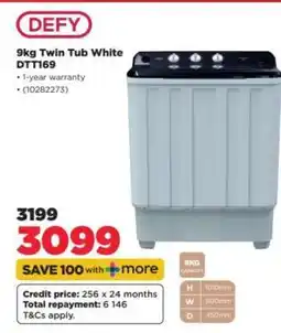 HiFi Corp DEFY 9KG Twin Tub White DTT169 offer