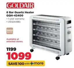 HiFi Corp Goldair 6 Bar Quartz Heater GQH-42400 offer