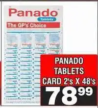 Advance Cash n Carry PANADO TABLETS CARD 2's X 48's offer