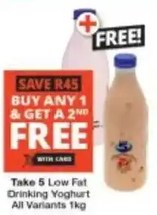 Checkers Take 5 Low Fat Drinking Yoghurt All Variants offer