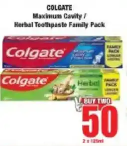 Boxer Colgate Maximum Cavity/ Herbal Toothpaste Family Pack offer