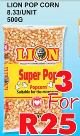 1UP Lion Pop Corn 8.33/Unit 500g offer