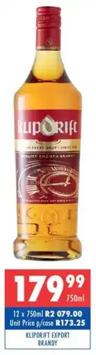 Ultra Liquors Klipdrift export brandy offer