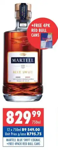 Ultra Liquors Martell blue swift cognac offer