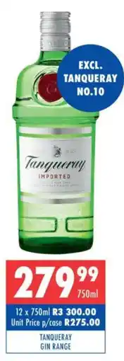 Ultra Liquors Tanqueray gin range offer