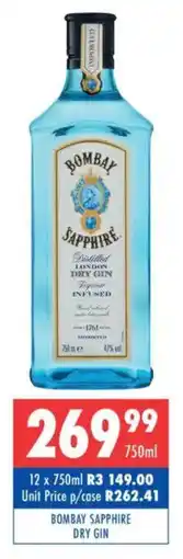 Ultra Liquors Bombay sapphire dry gin offer