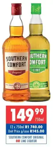 Ultra Liquors Southern comfort original or lime liqueur offer