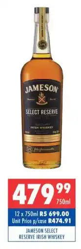 Ultra Liquors Jameson select reserve irish whiskey offer