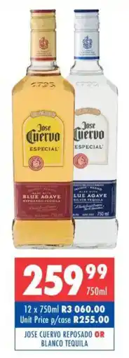 Ultra Liquors Jose cuervo reposado or blanco tequila offer