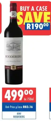 Ultra Liquors Kwv Roodeberg offer