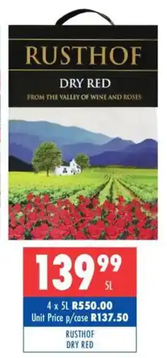 Ultra Liquors Rusthof dry red offer