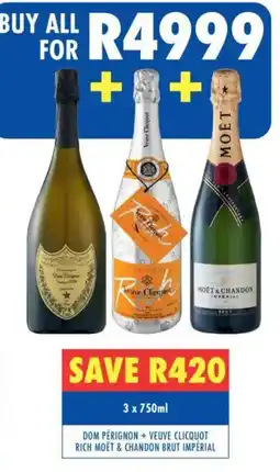 Ultra Liquors Dom pérignon + veuve clicquot rich moet & chandon brut imperial offer
