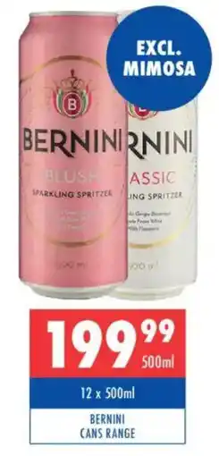 Ultra Liquors Bernini cans range offer