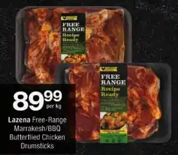 Checkers Lazena Free-Range Marrakesh/ BBQ Butterflied Chicken Drumsticks offer