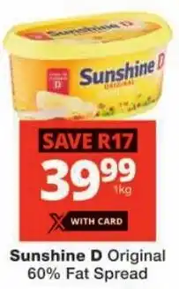 Checkers Sunshine D Original 60% Fat Spread offer