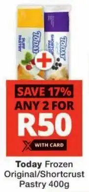 Checkers Today Frozen Original/ Shortcrust Pastry offer