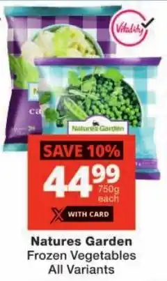 Checkers Natures Garden Frozen Vegetables All Variants offer
