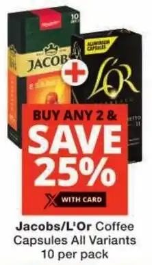 Checkers Jacobs/ L'Or Coffee Capsules All Variants offer