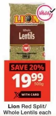 Checkers Lion Red Split/ Whole Lentils offer