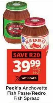 Checkers Peck's Anchovette Fish Paste/ Redro Fish Spread offer