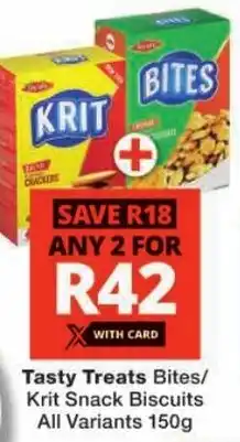 Checkers Tasty Treats Bites/ Krit Snack Biscuits All Variants offer