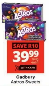 Checkers Cadbury Astros Sweets offer