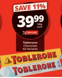Checkers Toblerone Chocolate All Variants offer