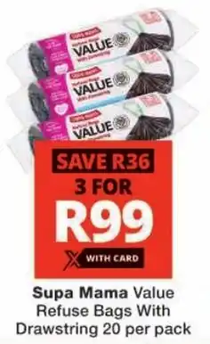 Checkers Supa Mama Value Refuse Bags With Drawstring offer