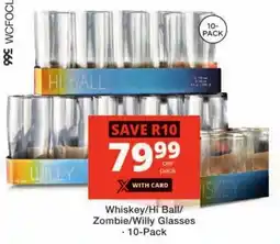 Checkers Whiskey/ Hi Ball/ Zombie/ Willy Glasses offer