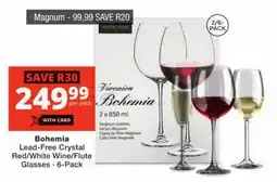 Checkers Bohemia Lead-Free Crystal Red/ White Wine/ Flute Glasses offer