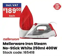 Africa Cash and Carry Mellerware Iron Steam No-Stick White 400W offer