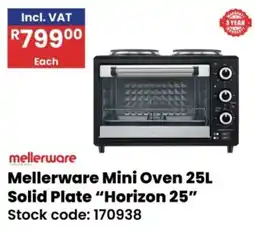 Africa Cash and Carry Mellerware Mini Oven Solid Plate Horizon 25 offer