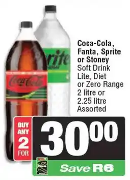 Spar Coca-Cola, Fanta, Sprite or Stoney Soft Drink Lite, Diet or Zero Range Assorted offer