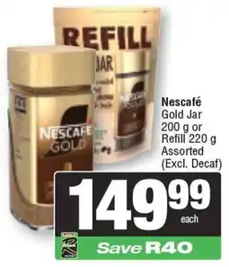 Spar Nescafé Gold Jar or Refill Assorted offer