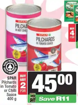 Spar SPAR Pilchards in Tomato or Chilli Sauce offer
